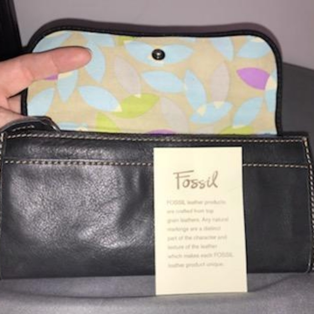 Black, fossil, wallet